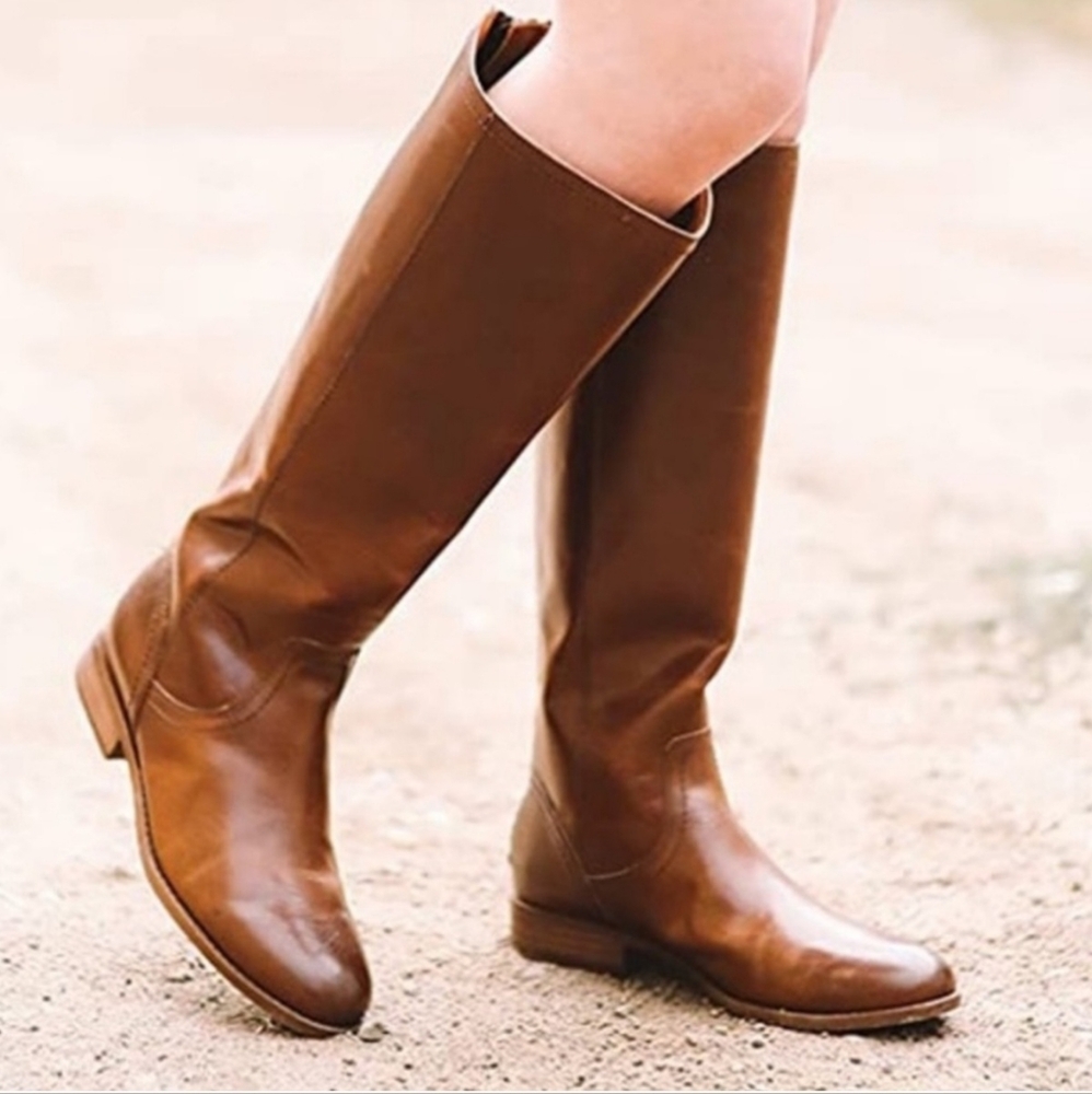 Frye Pippa Cognac Leather Riding Boots - 9B